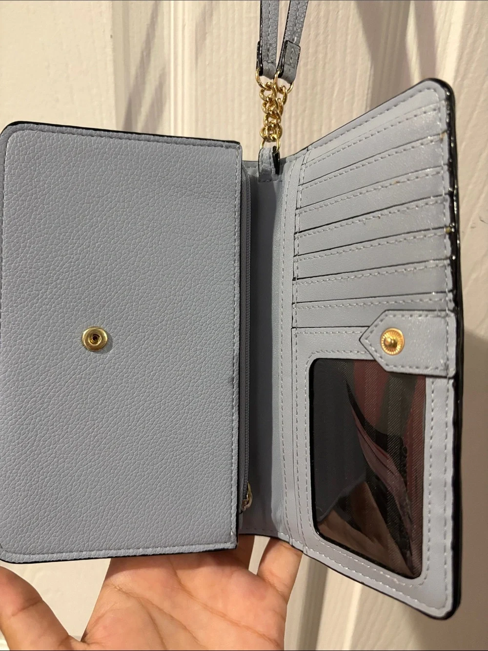 Victoria's Secret Quilted Light Blue Wristlet with Gold Studs